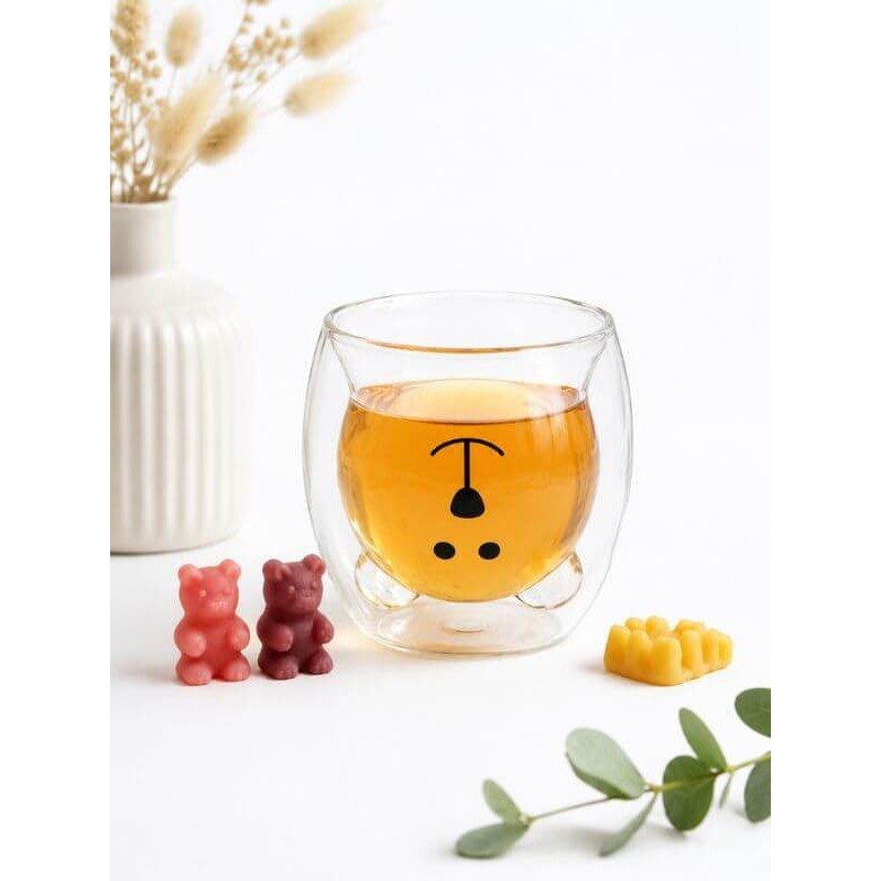tasse ourson double paroi 250ml en verre
