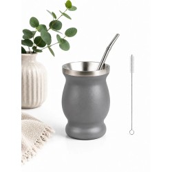Calebasse à maté grise 250 ml avec bombilla