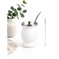 Calebasse à maté blanche 250 ml avec bombilla